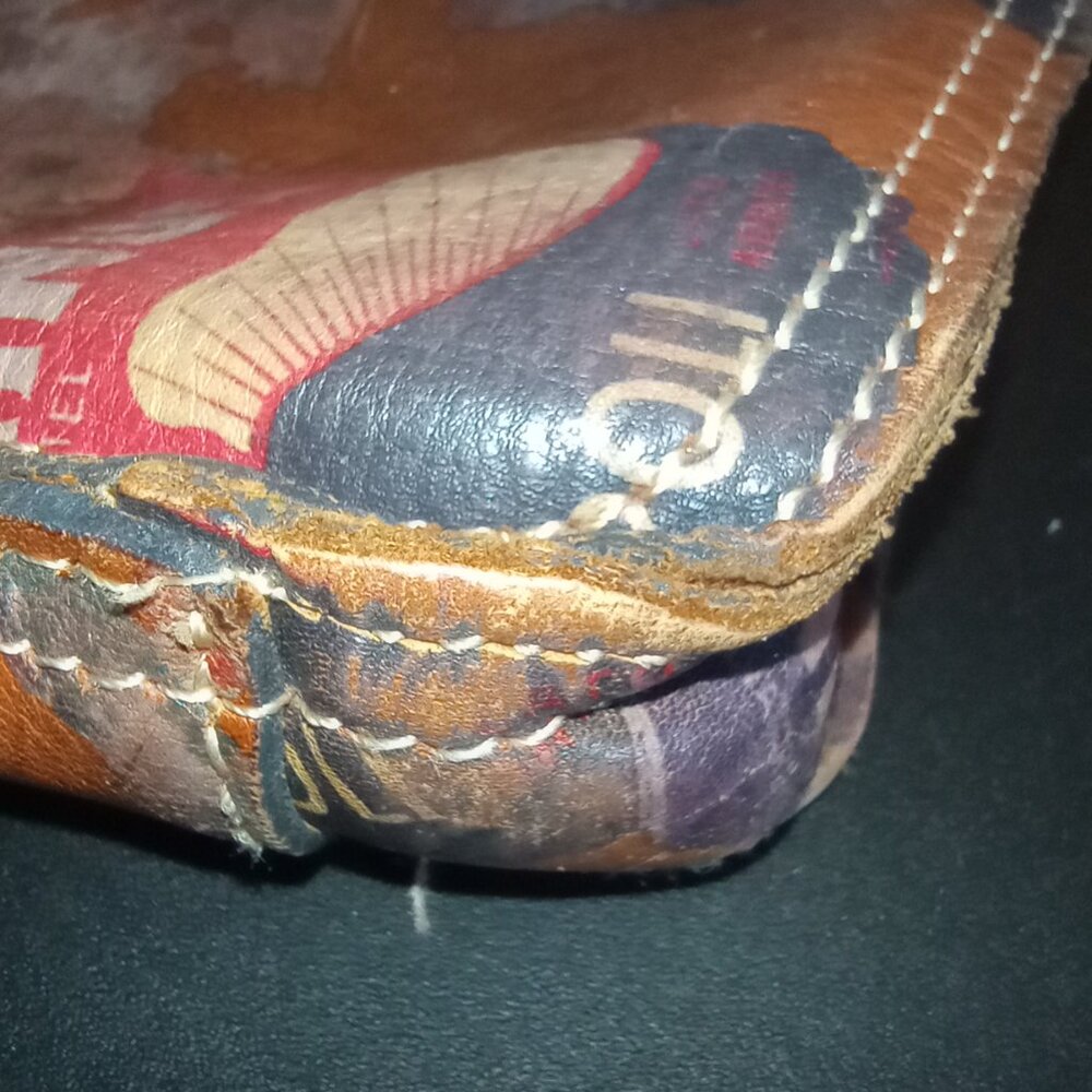 Patricia Nash Venezia Crossbody Bag Old World Print Slim Leather Suede Lining - Picture 9 of 15